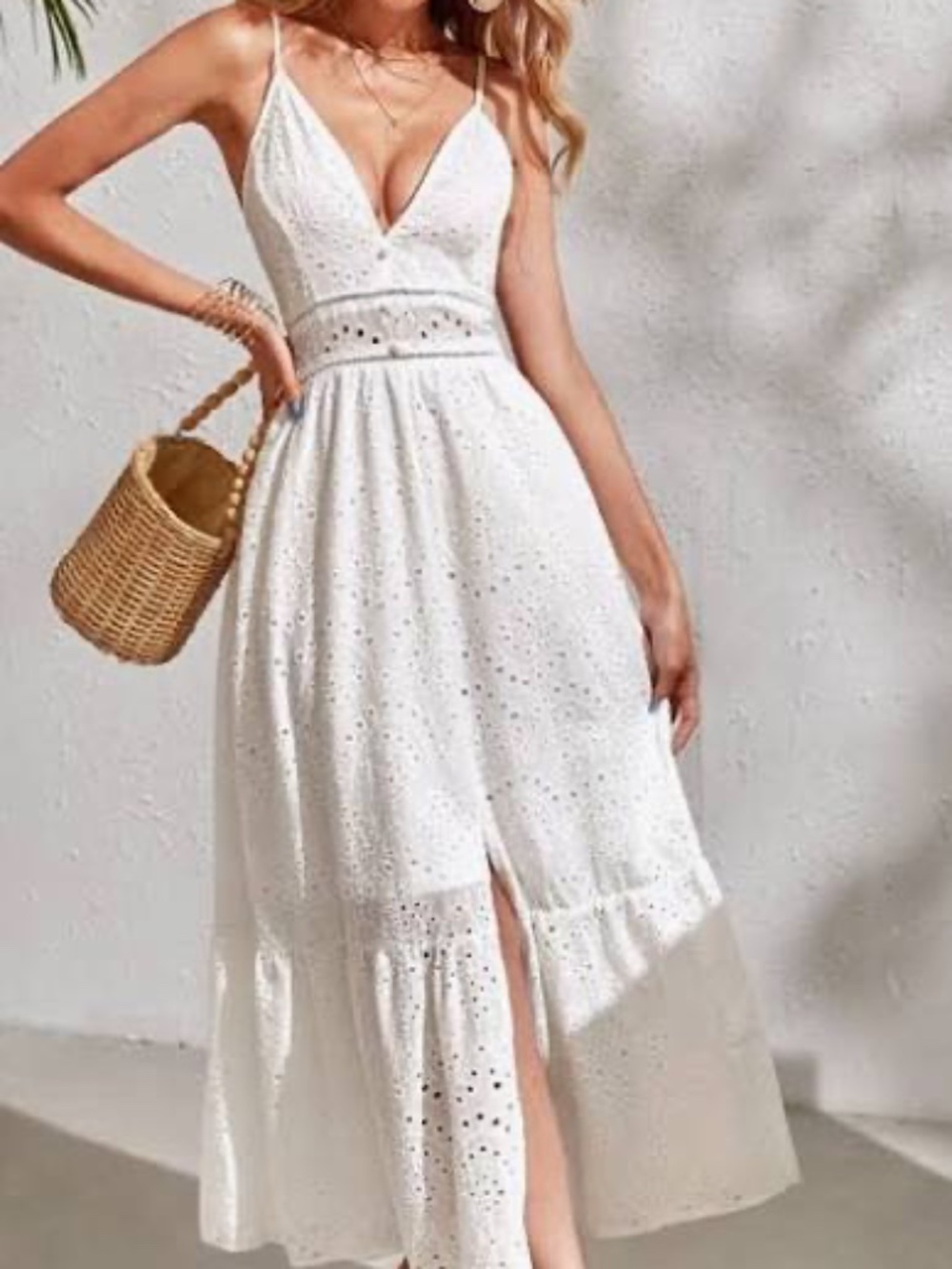 *NWT White Eyelet Maxi Dress Size XL by Simplee, 100% Cotton